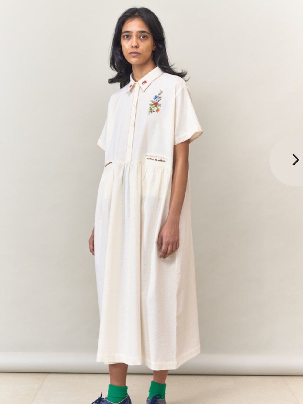 Runaway Bicycle Embroidered Cream Button-Up Midi Dress size small NWT - Picture 5 of 10